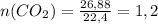 n( CO_{2} )= \frac{26,88}{22,4} =1,2