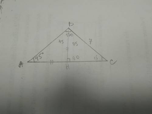Два угла треугольника равны 45° и 120°, а сторона, лежащая против меньшего из них, равна 7. Найдите