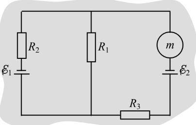 Какую силу тока показывает милиамперметр, если (эпсилон) E1 = 1 В, Е2 = 2 В, R3 = 1,5 кОм, R1 = 500