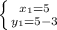 \left \{ {{x_1=5} \atop {y_1=5-3}} \right.