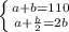 \left \{ {a+b=110} \atop {a+ \frac{b}{2}=2b }} \right.