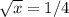 \sqrt x=1/4