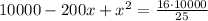 10000-200x+x^2=\frac{16\cdot10000}{25}