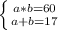  \left \{ {{a*b=60} \atop {a+b=17}} \right. 