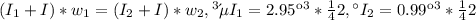 (I_{1}+I)*w_{1} = (I_{2}+I)*w_{2} , где I_{1} = 2.95 кг*м2 ,а I_{2}=0.99 кг*м2