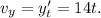 v_{y}=y'_{t}=14t. 