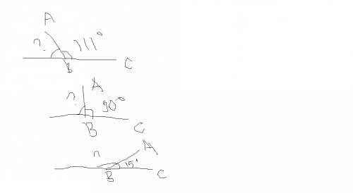 Найти угол,смежный с углом авс,если: 1)угол авс=111 градусов 2)угол авс=90 градусов 3)угол авс = 15