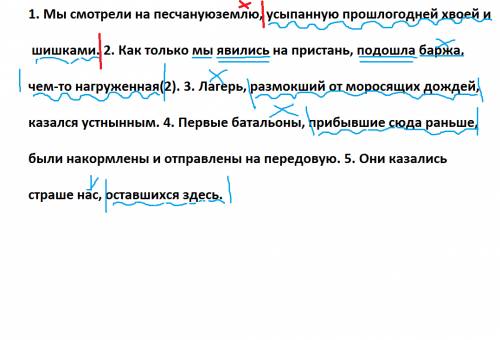 Спишите предложения, объясняя условия выделенных на письме причастных оборотов. 1. мы смотрели на пе