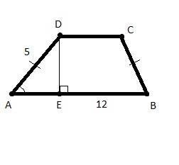 Большее основание равнобедренной трапеции равно 12. боковая сторона равна 5. синус острого угла раве