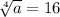 \sqrt[4]{a}=16