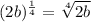 (2b)^{\frac{1}{4}} = \sqrt[4]{2b}