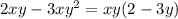 2xy-3xy^{2}=xy(2-3y)