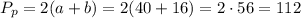 P_{p}=2(a+b)=2(40+16)=2\cdot56=112