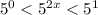  5^0<5^{2x}<5^1 