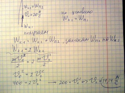 Тело брошено вертикально вверх со скоростью 20м/с. какую скорость будет иметь тело в момент, когда е