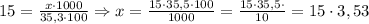 \\15=\frac{x\cdot1000}{35,3\cdot100}\Rightarrow x=\frac{15\cdot35,5\cdot100}{1000}=\frac{15\cdot35,5\cdot}{10}=15\cdot3,53