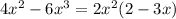 4x^{2}-6x^{3}=2x^{2}(2-3x)