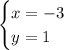 \begin{cases} x=-3\\y=1 \end{cases}