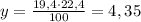 y=\frac{19,4\cdot{22,4}}{100}=4,35