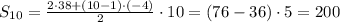 S_{10}=\frac{2\cdot38+(10-1)\cdot(-4)}{2}\cdot10=(76-36)\cdot5=200