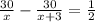 \frac{30}{x}-\frac{30}{x+3}=\frac{1}{2}