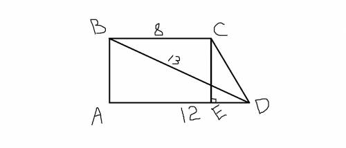 Большая диагональ прямоугольной трапеции равноа 13 см,а большее основание 12 см.найдите площадь трап