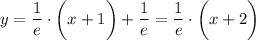 y=\dfrac{1}{e} \cdot \bigg(x+1\bigg)+\dfrac{1}{e} =\dfrac{1}{e} \cdot \bigg(x+2\bigg)