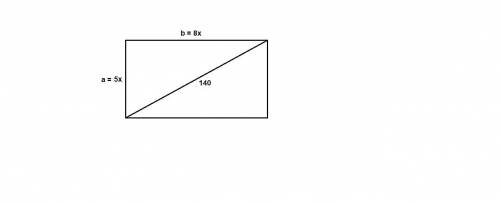 Прямоугольник.соотношение сторон 16 к 10.диагональ =140.найти стороны