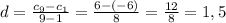 d=\frac{c_9-c_1}{9-1}=\frac{6-(-6)}{8}=\frac{12}{8}=1,5