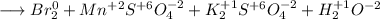 \longrightarrow Br_2^{0}+Mn^{+2}S^{+6}O_4^{-2}+K_2^{+1} S^{+6}O_4^{-2}+H_2^{+1}O^{-2}