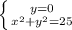 \left \{ {{y=0} \atop {x^2+y^2=25}} \right.