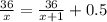 \frac{36}{x}=\frac{36}{x+1}+0.5