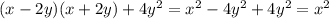 (x-2y)(x+2y)+4y^2 = x^2-4y^2+4y^2 = x^2