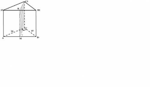 Основание прямой призмы - прямоугольный треугольник с катетами 15 и 20 см. найдите площадь полной по
