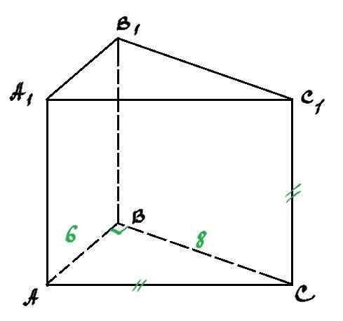 Основание прямой призмы – прямоугольный треугольник с катетами 6 и 8 см. найдите площадь боковой пов