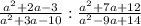 \frac{a^2+2a-3}{a^2+3a-10}:\frac{a^2+7a+12}{a^2-9a+14}