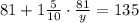 81+1\frac{5}{10}\cdot\frac{81}{y}=135