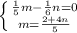 \left \{ {{\frac{1}{5}m-\frac{1}{6}n=0} \atop {m=\frac{2+4n}{5}}} \right.