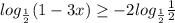 log_{ \frac{1}{2} }(1-3x) \geq -2log_{ \frac{1}{2} } \frac{1}{2} 