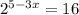 2^{5-3x}=16