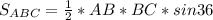 S_{ABC} = \frac{1}{2}*AB*BC*sin36