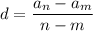 d=\dfrac{a_{n}-a_{m}}{n-m}