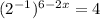 (2^{-1})^{6-2x}=4