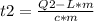 t2=\frac{Q2-L*m}{c*m}