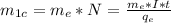 m_{1c}=m_{e}*N=\frac{m_{e}*I*t}{q_{e} }