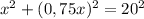 x^{2}+(0,75x)^{2} = 20^{2}