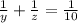 \frac{1}{y}+\frac{1}{z}=\frac{1}{10}