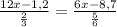 \frac{12x-1,2}{\frac{2}{3}} = \frac{6x-8,7}{\frac{5}{6}}