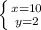 \left \{ {{x=10} \atop {y=2} \right. 