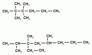 Кто понимает напишите структурные формулы углеводороды 1) 2,2,3,3-тетраметилгексан 2) 3 -етил- 2,3,5